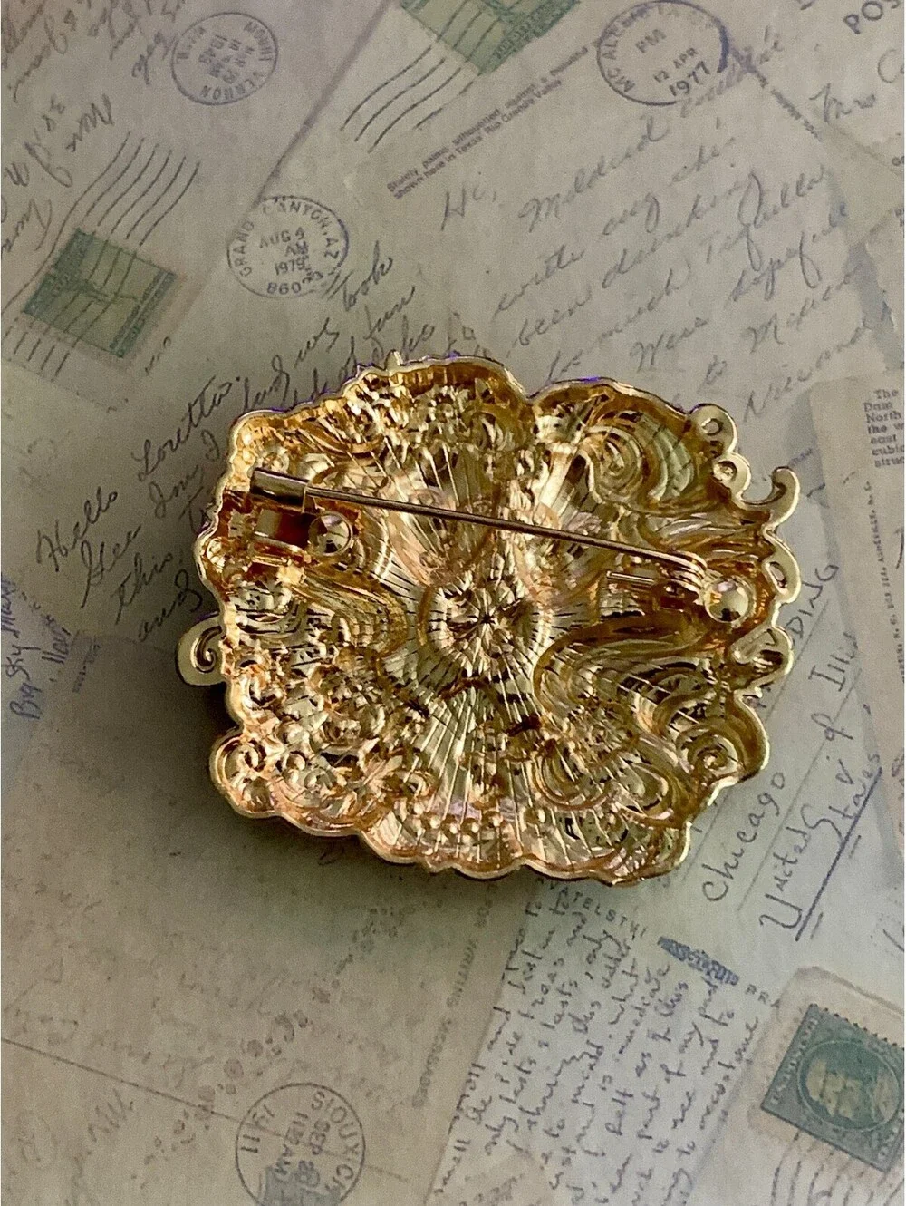 Hand-Painted Double Goddess Floral Enamel Pin Brooch